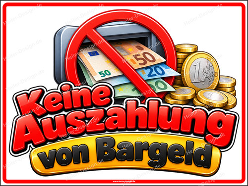 Hinweisschild keine auszahlung - hinweisschild,